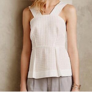 Maeve by Anthropologie White Geometric Sleeveless Basket Blouse size 2 Petite